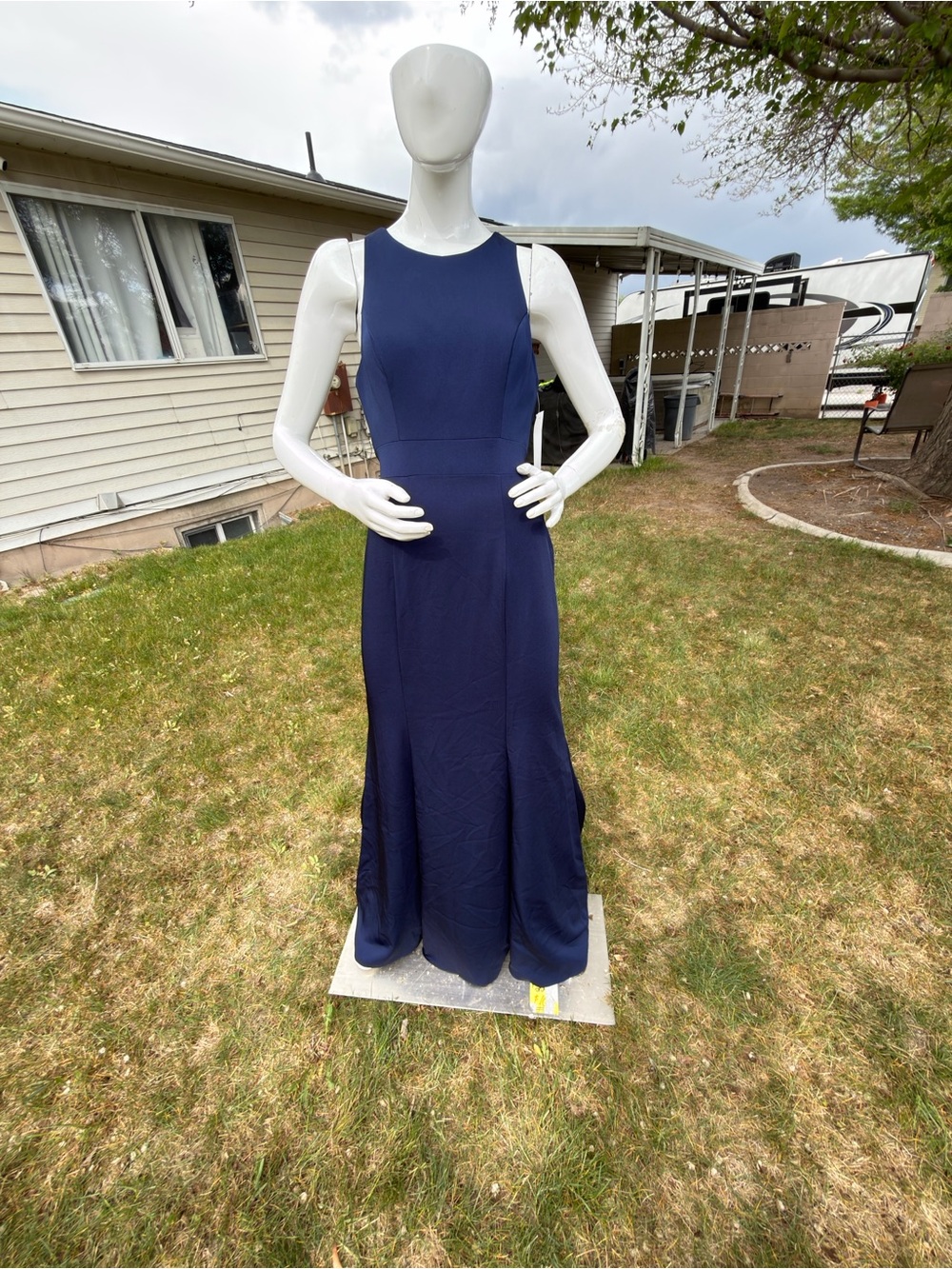 Allure Bridals Navy Sleeveless Maxi Dress